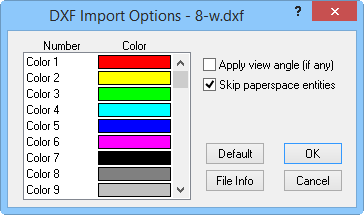 DXF Import Options